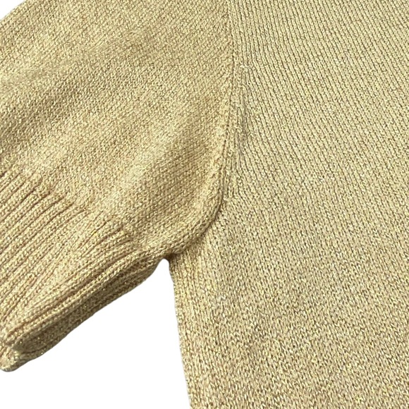 St. John Golden Shimmer Short Sleeve Sweater Blouse Basic - Picture 6 of 13